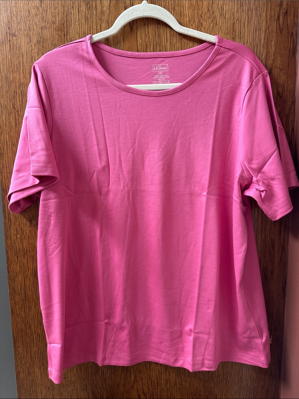 L.L. Bean Women's Bright Pink Short-Sleeve Crewneck Tee